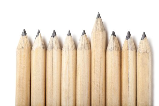 Macro view of group of lead pencils