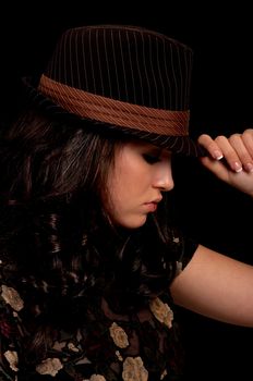 Model with hat