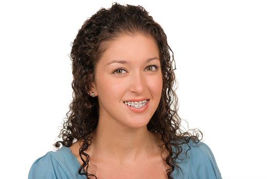 teen girl with braces (retainer)