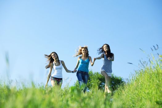 women fun on grass field