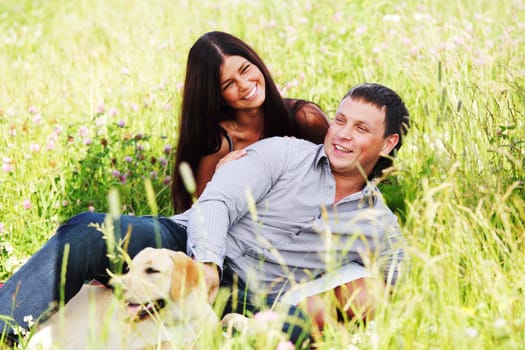 two lovers on grass field