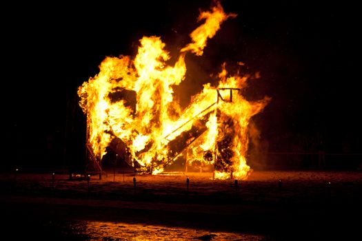 The Night of the Ancient BonFires 2011. Fire has been lit to say farewell to the summer that has passed. The Night of the Ancient Bonfires has been celebrated along the Baltic sea