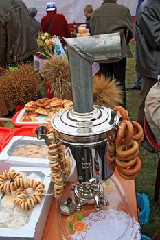 old samovar on rural market