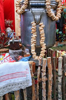 old samovar on rural market