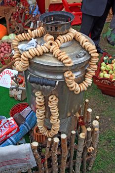 old samovar on rural market