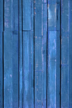 Texture of Blue color paint plank vertical wall for background