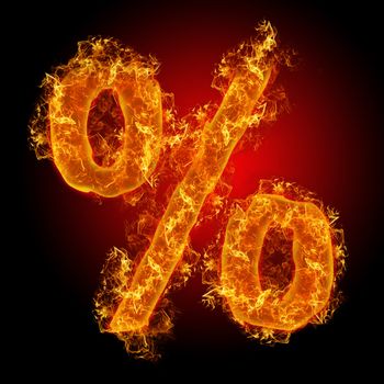 Fire sign Percent on a black background