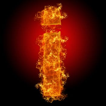 Fire small letter I on a black background