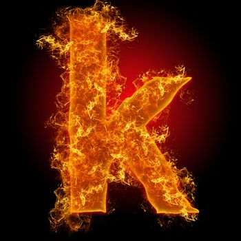 Fire small letter K on a black background