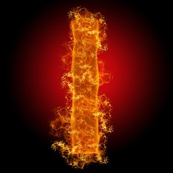 Fire small letter L on a black background