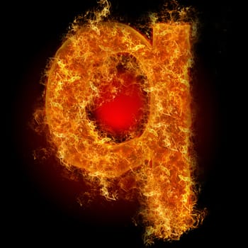 Fire small letter Q on a black background