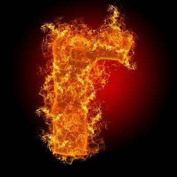 Fire small letter R on a black background