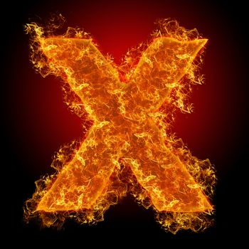 Fire small letter X on a black background