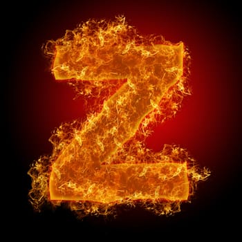 Fire small letter Z on a black background