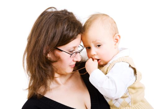 child on the hands of his mom