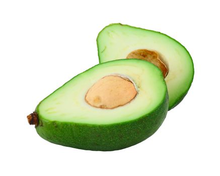 Cut avocado isolated on white background