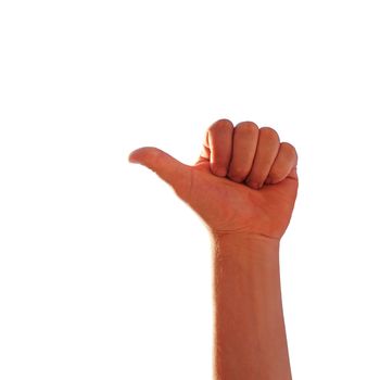 men's hand make thumbs up 