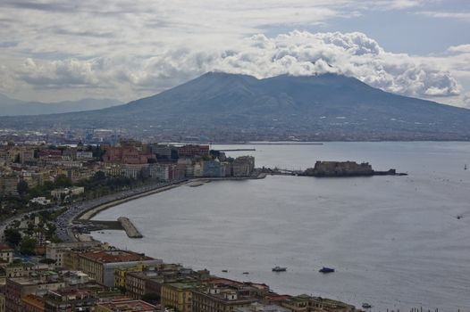 view of the bay of Naples and the Mt. Vesuvius, Italy