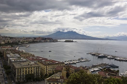 view of the bay of Naples and the Mt. Vesuvius, Italy