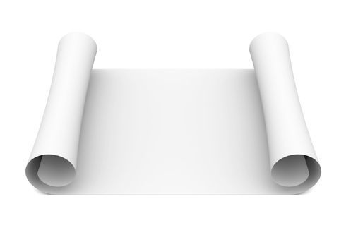 Scroll of white paper. Isolated render on a white background