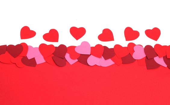 Valentines day background with paper hearts and copy space