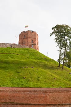 A red tower of Vilnius castle in Lithuania
