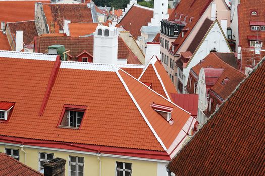 Beautiful red roofs in old town of Tallinn