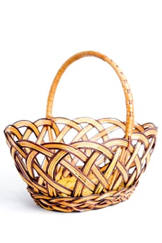 An image of a wicker basket on white background
