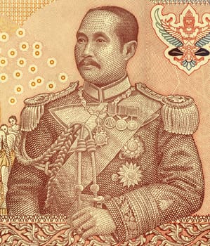 Chulalongkorn (1853-1910) on 100 Bhat 2005 Banknote from Thailand. Fifth monarch of Siam under the House of Chakri. 