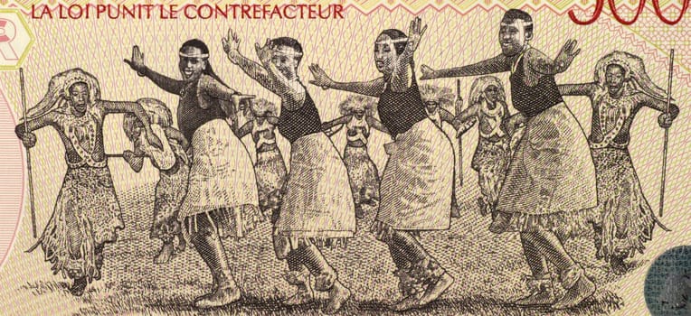 Dancers on 5000 Francs 1998 Banknote from Rwanda.