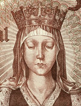 Elizabeth of Aragon (1271-1336) on 50 Escudos 1964 Banknote from Portugal. Queen consort of Portugal.