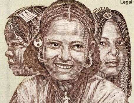 Eritrean Girls on 20 Nakfa 1997 Banknote from Eritrea.