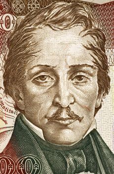 Francisco de Paula Santander (1792-1840) on 500 Pesos Oro 1993 Banknote from Colombia. Colombian military and political leader during the war for independence.