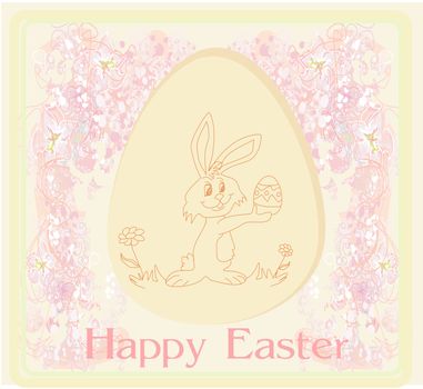 Illustration of happy Easter bunny carrying egg