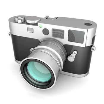 Vintage digital camera on a white background