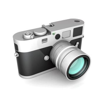Vintage digital camera on a white background