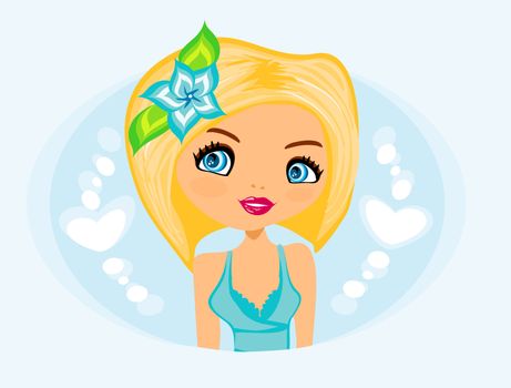 sweet little girl. cartoon vector illustration