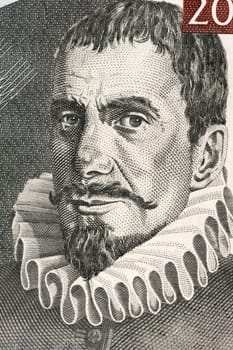 Jacobus Gallus (1550-1591) on 200 Tolarjev 2004 Banknote from Slovenia. Late Renaissance Slovenian composer.