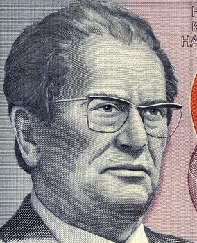 Josip Broz Tito (1892-1980) on 5000 Dinara 1985 Banknote from Yugoslavia. Yugoslav revolutionary and statesman, ruling in various roles during 1945-1980.