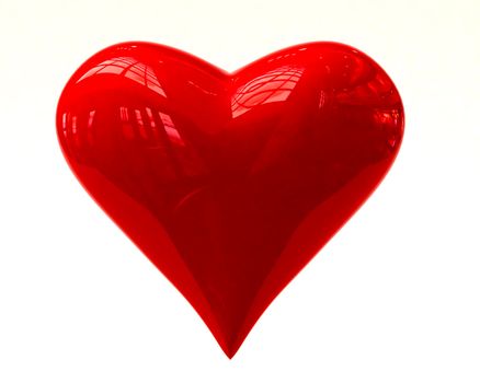 Shining red heart isolated on white background