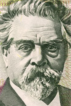 Juan Zorrilla de San Martin (1855-1931) on 20 Pesos Uruguayos 2008 Banknote from Uruguay. National Poet of Uruguay and political figure.