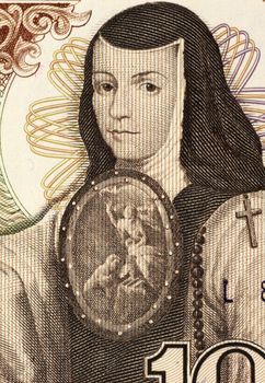 Juana Ines de la Cruz (1651-1695) on 1000 Pesos 1984 Banknote from Mexico. Self-taught scholar and poet of the Baroque school, and nun of New Spain.