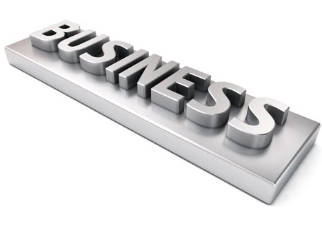 Business, metal letters with a shadow on a light background