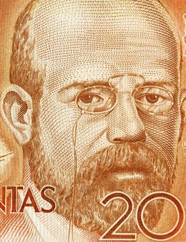 Leopoldo Alas aka Clarin (1852-1901) on 200 Pesetas 1980 Banknote From Spain. Asturian realist novelist born in Zamora.