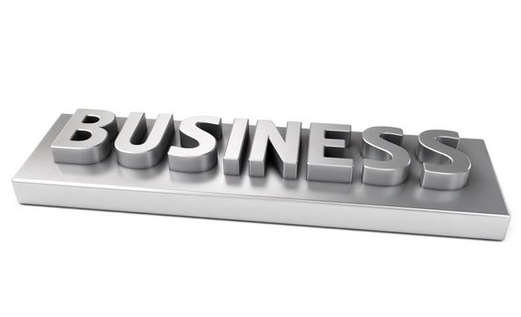 Business, metal letters with a shadow on a light background