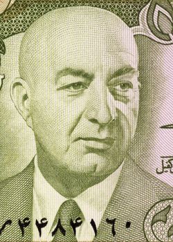 Mohammed Daoud Khan (1909-1978) on 10 Afghanis 1977 Banknote from Afghanistan. President of Afghanistan during 1973-1978.