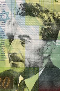 Moshe Sharett (1894-1965) on 20 New Sheqalim 2008 Banknote from Israel. Second Prime Minister of Israel during 1953-1955.
