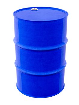 The blue metal barrel on a light background