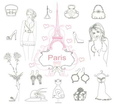 Paris doodles set