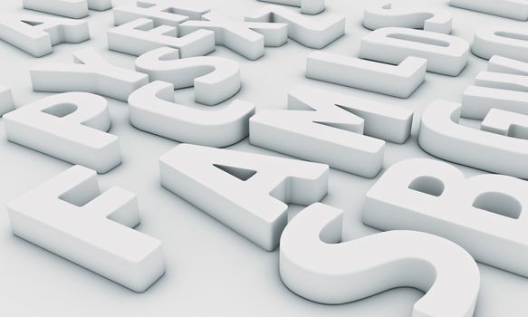Different white letters on a light background